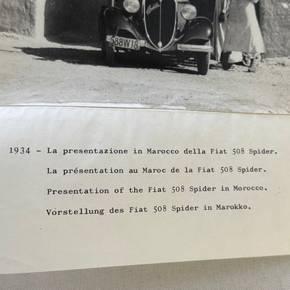 Vintage Fiat 508 Spider in Morocco 1934 Photo Photograph Print with Caption