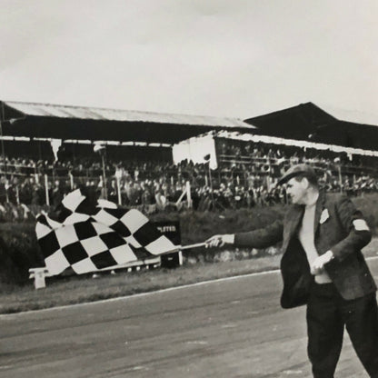 Vintage Racing Car Driver Photo Photograph Print - Car Crossing the Finish 
