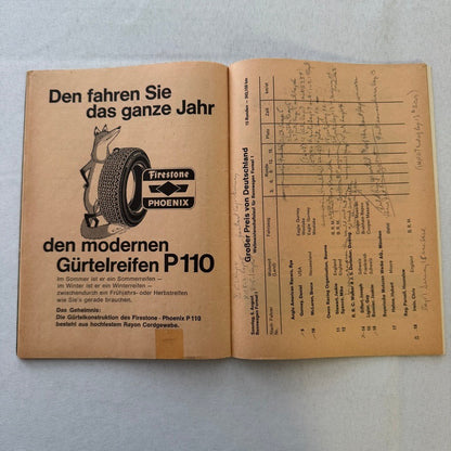1967 AVD German Grand Prix Racing Program Motorsport Race Jim Clark Dan Gurney +