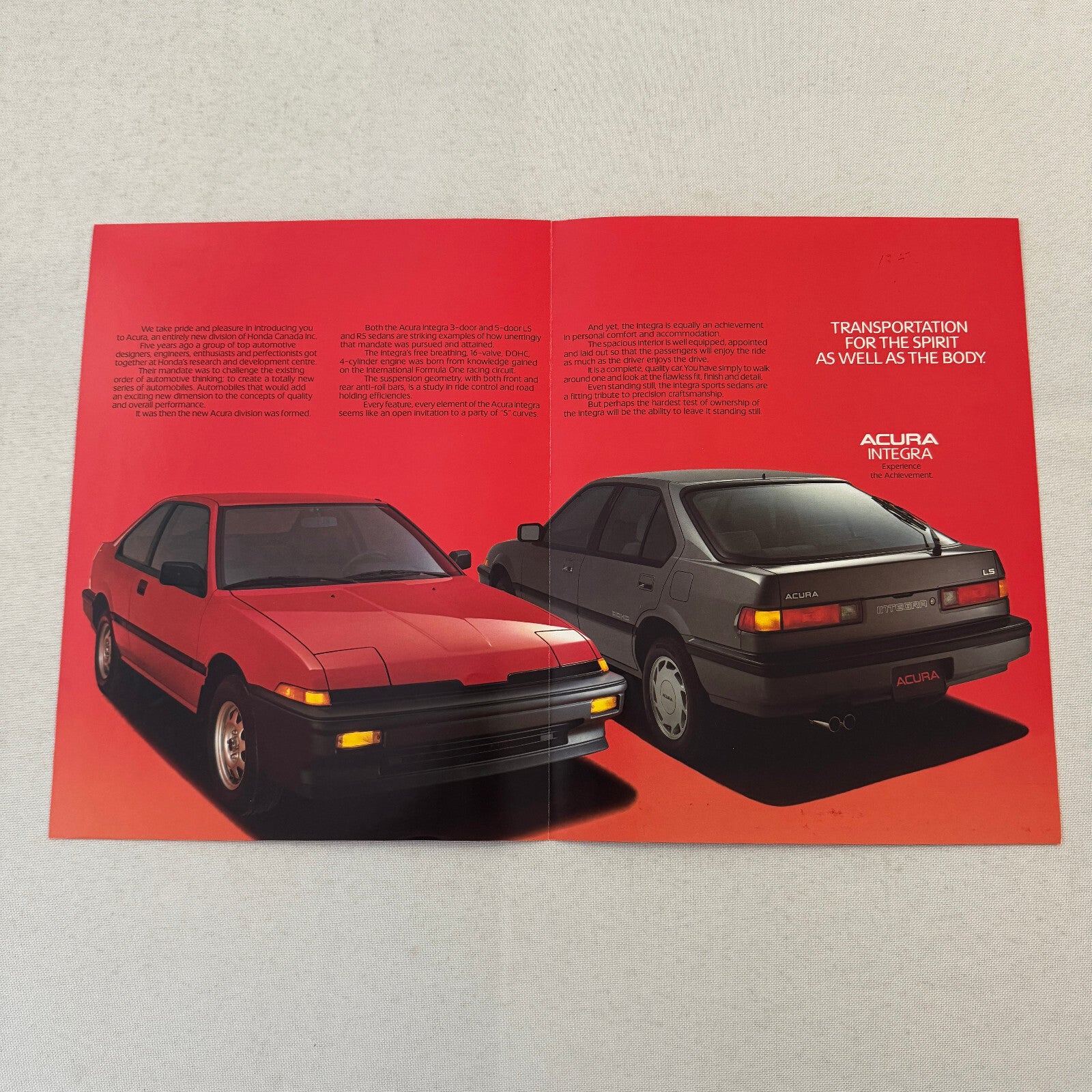Acura Integra Sports Car Sales Brochure Catalog Canadian Advertising