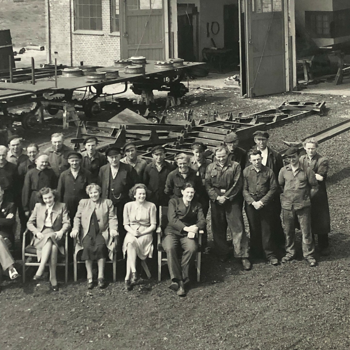 Antique Vintage Factory Company Industrial Workers Photograph ERGO Trailer