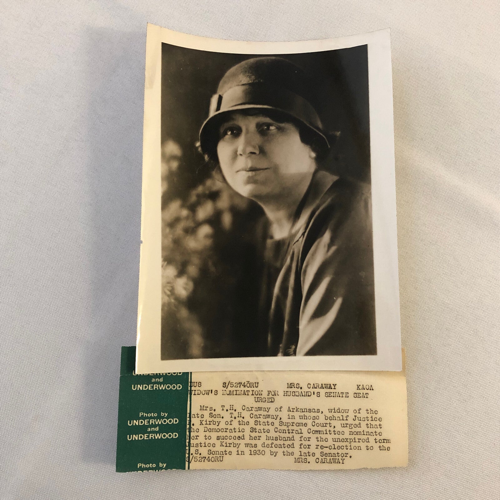 Press Photo Photograph Hattie Wyatt Caraway First Female Sentator Underwood