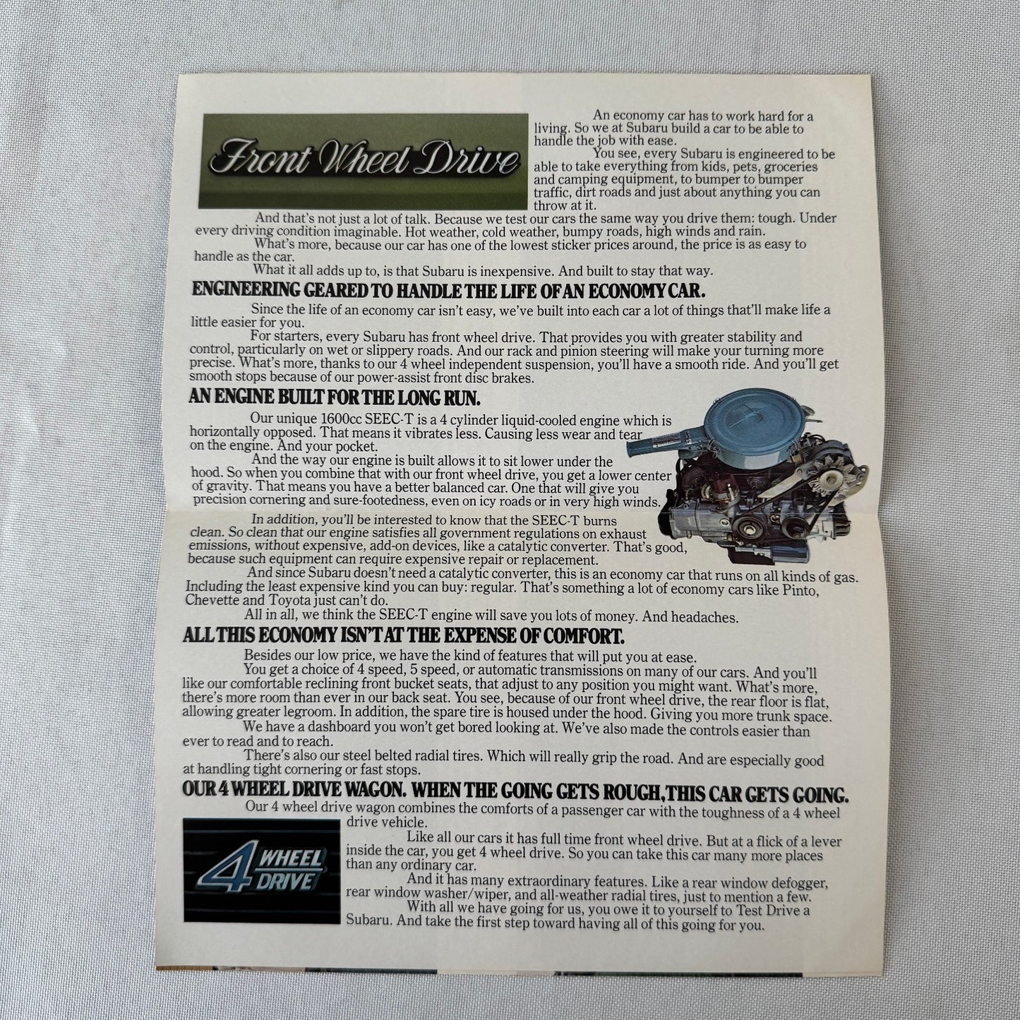 Vintage Subaru Car Sales Brochure Catalog GF Hardtop DL Wagon Sedan Automobile