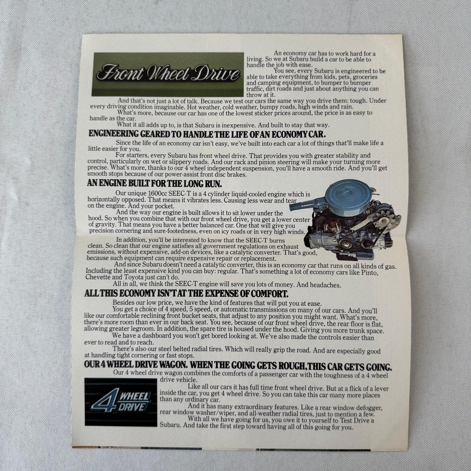 Vintage Subaru Car Sales Brochure Catalog GF Hardtop DL Wagon Sedan Automobile