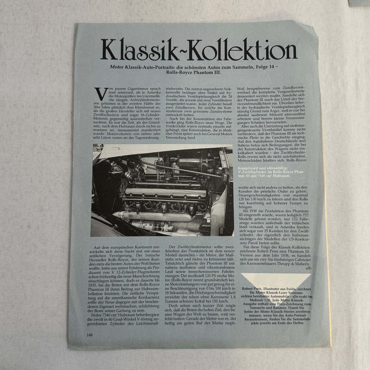 1938 Rolls Royce Phantom III Thrupp & Maberly Illustration Hand Drawn Art