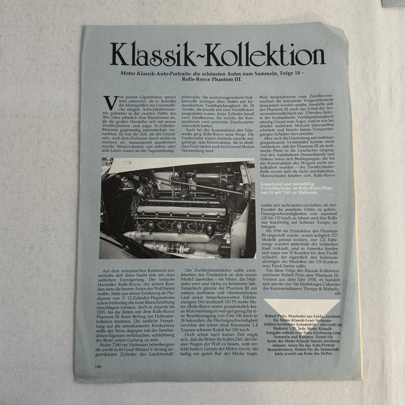 1938 Rolls Royce Phantom III Thrupp & Maberly Illustration Hand Drawn Art