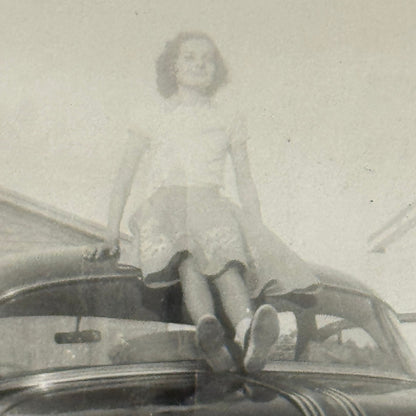 Vintage Pontiac Eight Car Photo Photograph Print Snapshot Pontiac 8 Woman Girl