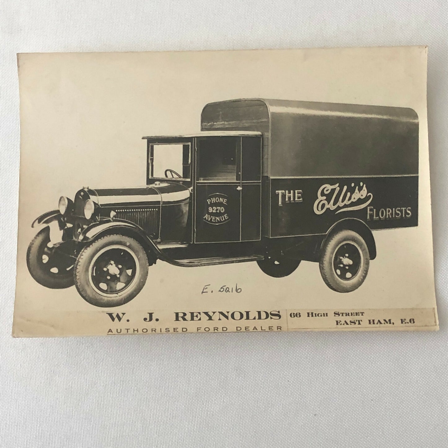 Vintage Ford Truck Florist Delivery Van Dealer Advertising Photo Photograph 