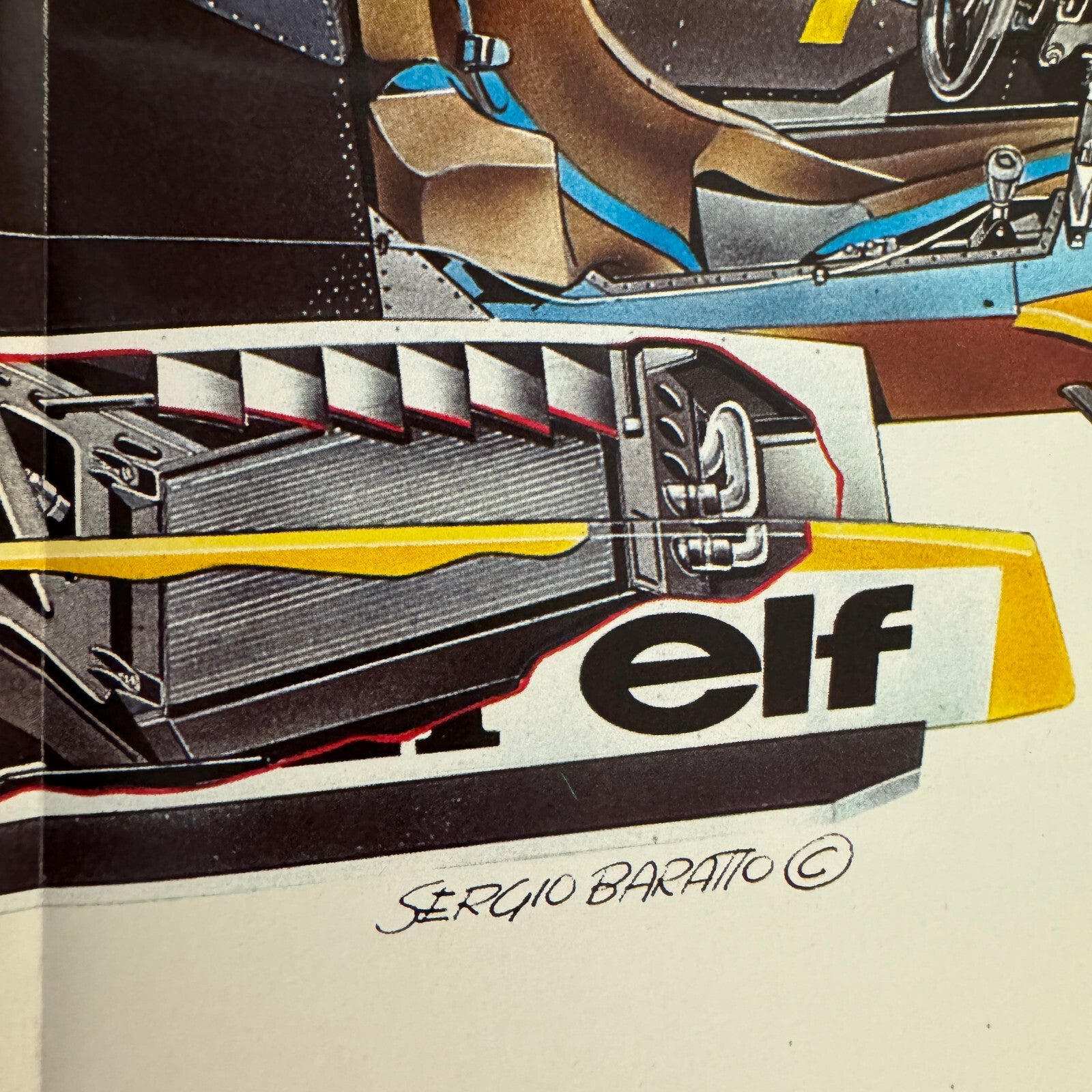 Rene Arnoux Renault RE 20 F1 Racing Car Cutaway Illustration Poster