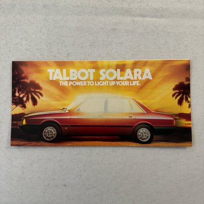 Talbot Solara Car Sales Brochure Catalog Advertising Vintage