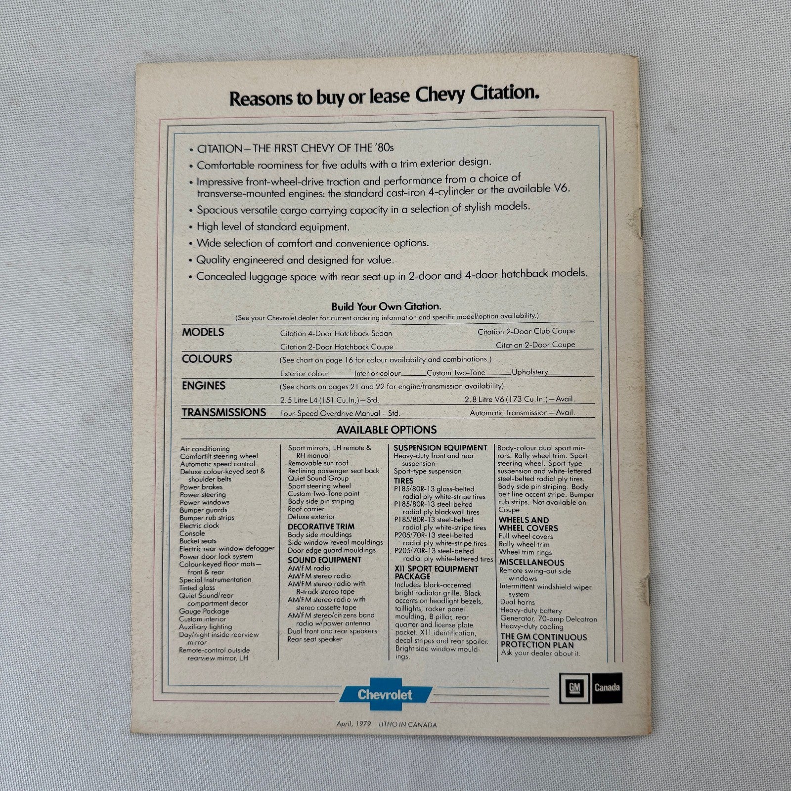 1980 Chevrolet Citation Car Sales Brochure Catalog Chevy X11 Club Coupe