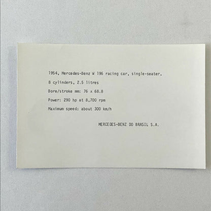1954 Mercedes Benz W 196 Racing Car Press Photo Juan Manuel Fangio 