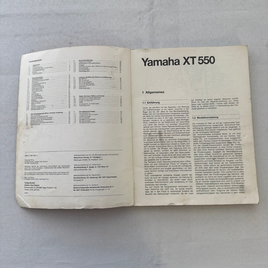 Vintage Yamaha XT550 Motorcycle Bike Repair Manual Book XT 550 GERMAN