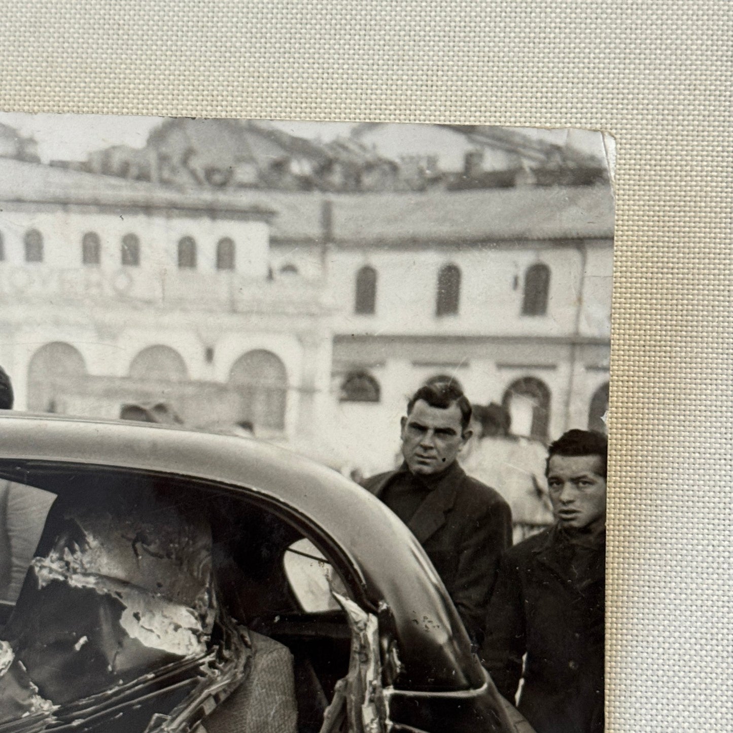 Car Accident Wreck Disaster Fiat 1500 Automobile Photo Photograph Vintage Italy