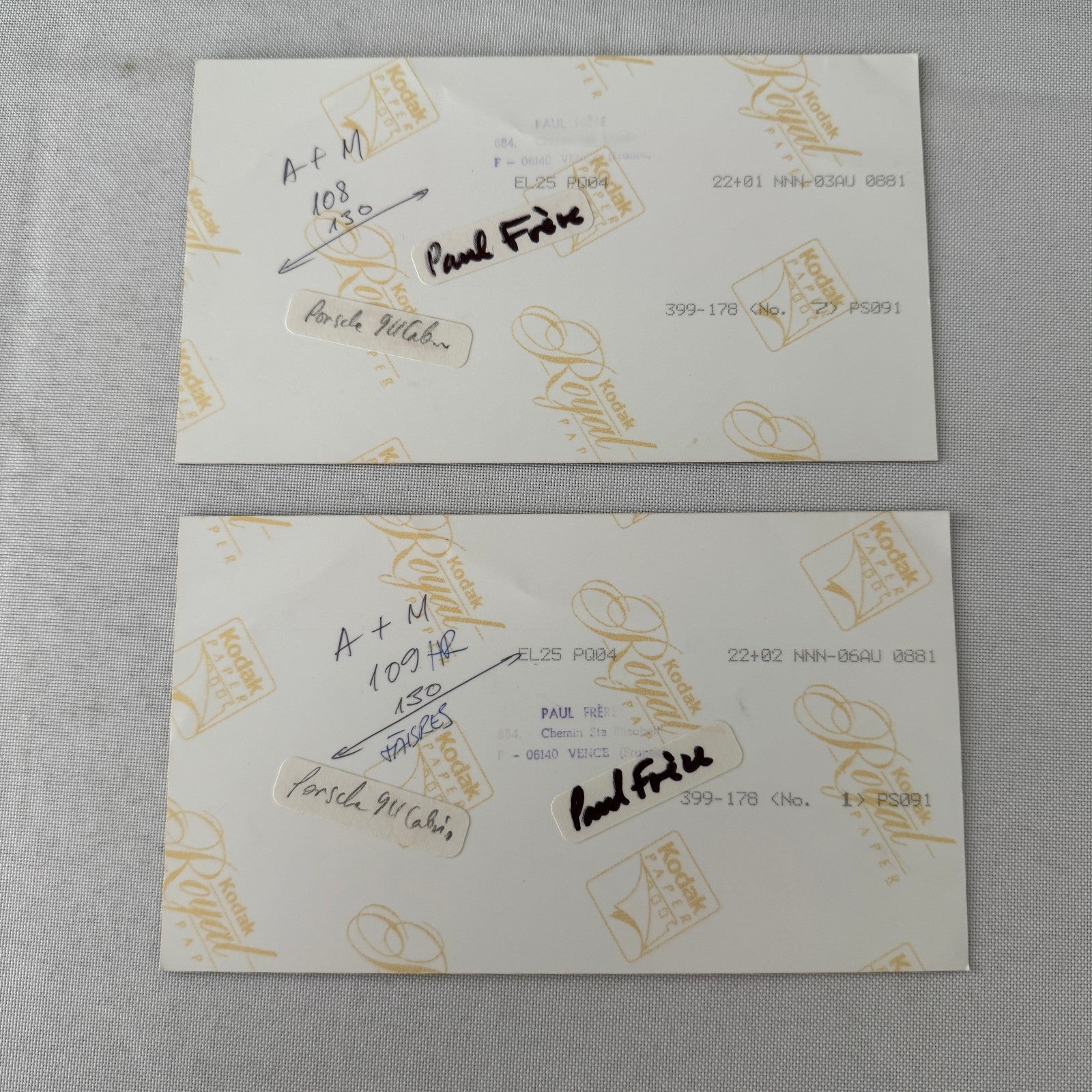 Porsche 911 Cabriolet Photo Photograph Print Lot 2x Paul Frere