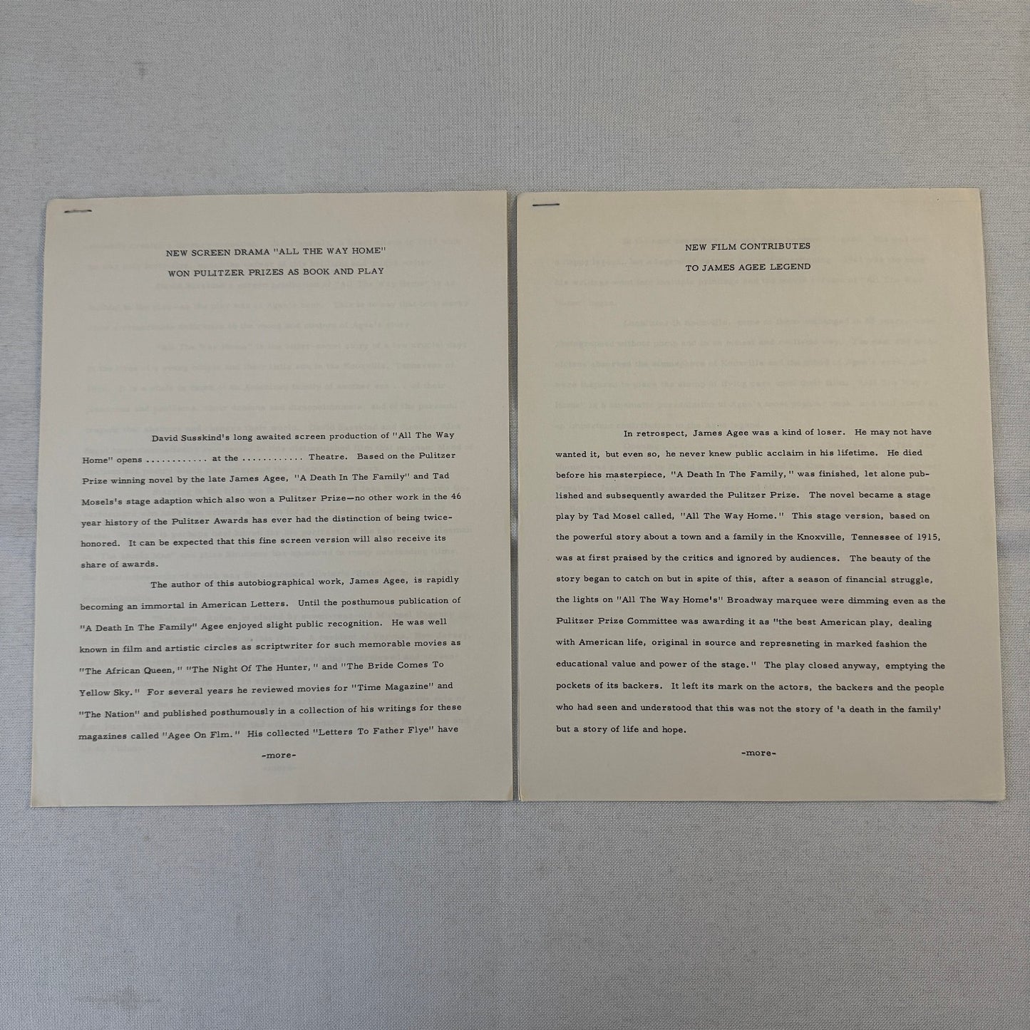 All The Way Home 1963 Movie Film Press Kit with Photo Press Release