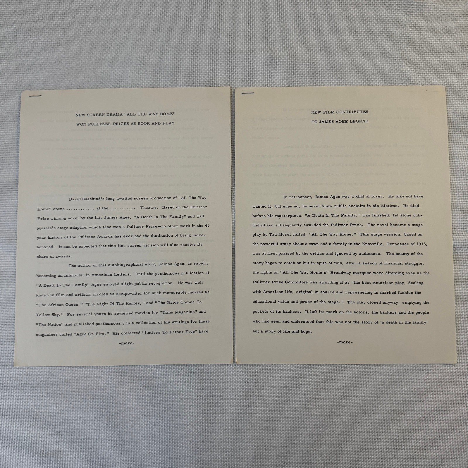 All The Way Home 1963 Movie Film Press Kit with Photo Press Release