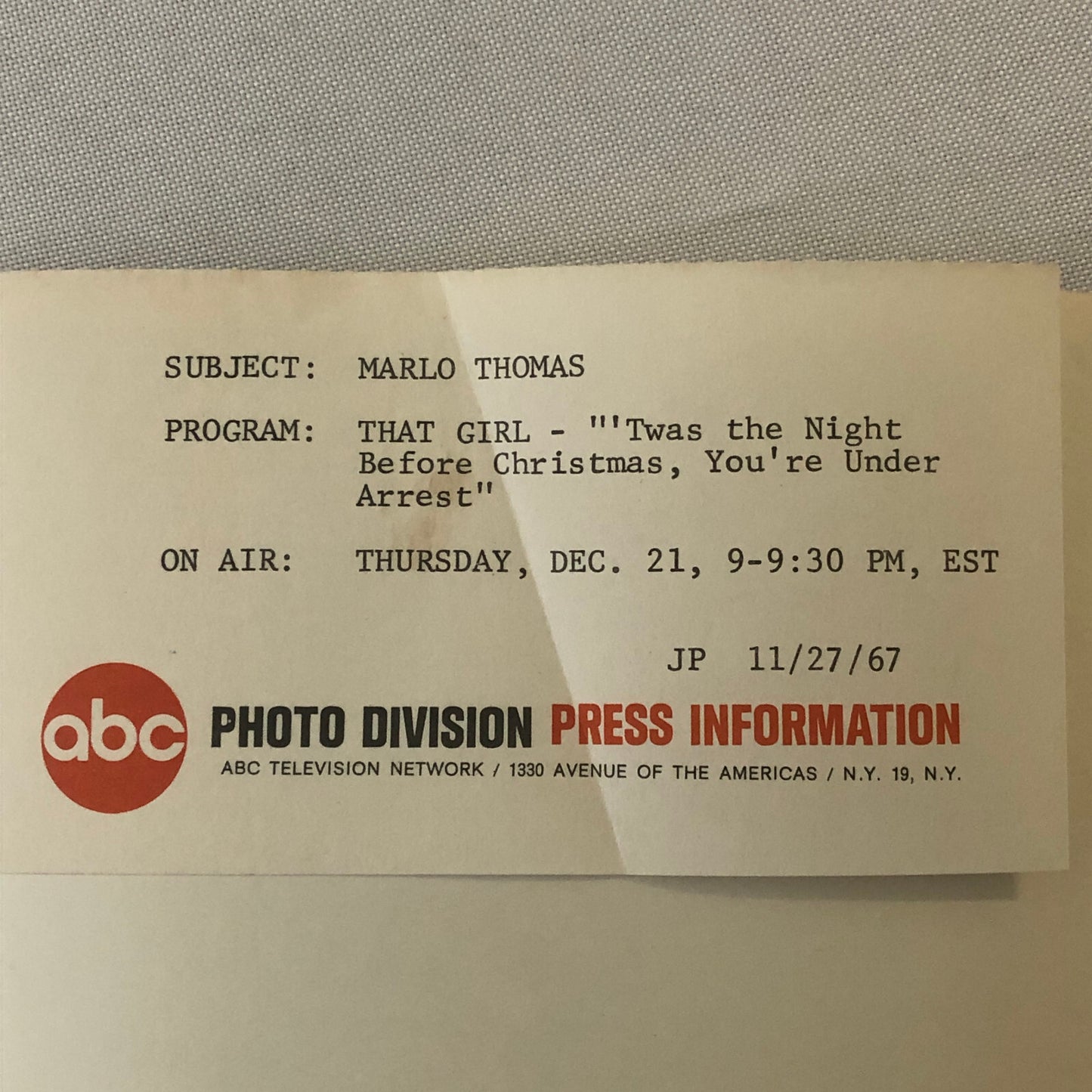 Marlo Thomas Christmas ABC Television Show Press Photo Photograph 1967