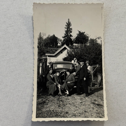 Vintage Photograph Photo Print Men Women with Early Automobile Car Vehicle