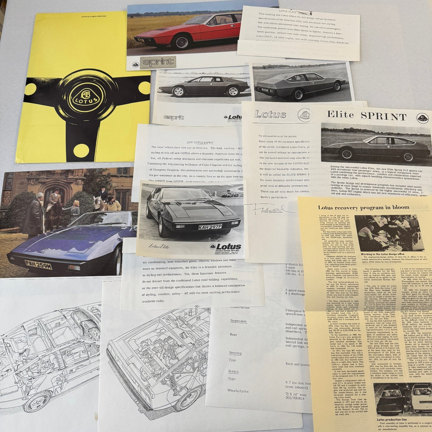 1976 Lotus Car Press Kit Brochure Photo Photograph Lotus Elite Lotus Esprit +