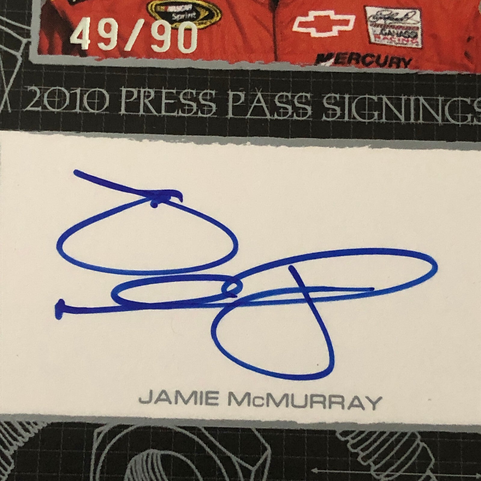 2010 Press Pass Signings Jamie McMurray Auto Autograph Signature Signed Card