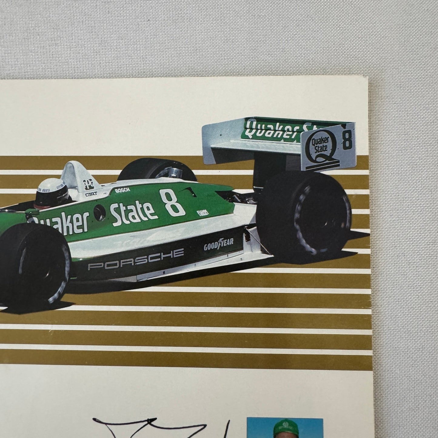 Vintage Porsche Quaker State Indy Racing Car Card Teo Fabi Driver