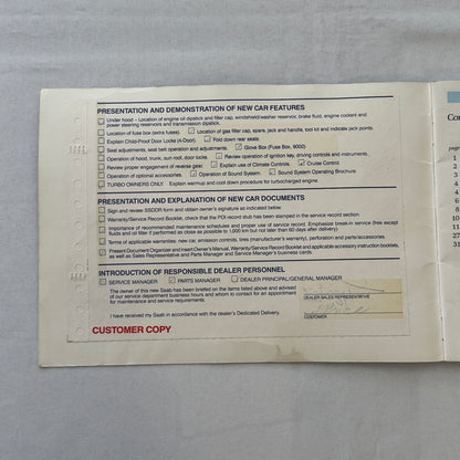 1988 Saab 900 Owners Manual Book Pouch Sedan Convertible Vintage Car