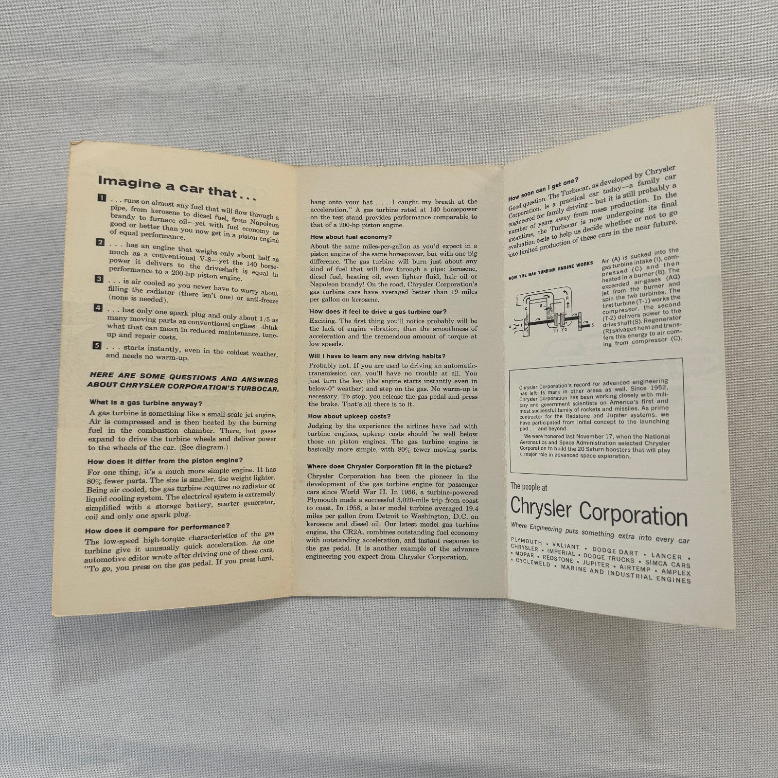 Chrysler Turbine Car Concept Prototype Brochure Dodge Turbo Dart Catalog