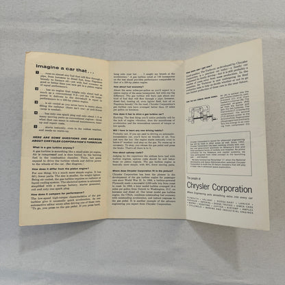 Chrysler Turbine Car Concept Prototype Brochure Dodge Turbo Dart Catalog