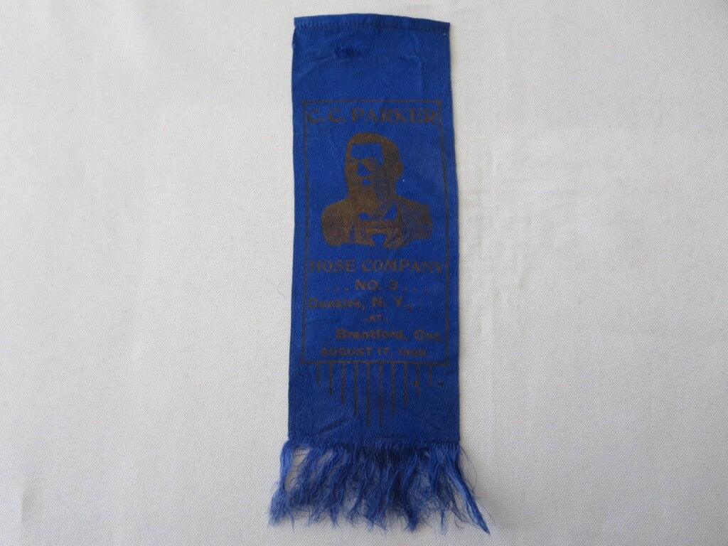 Vintage 1898 Firefighter Ribbon - Hose Company No 3 Dunkirk NY / Brantford Ont