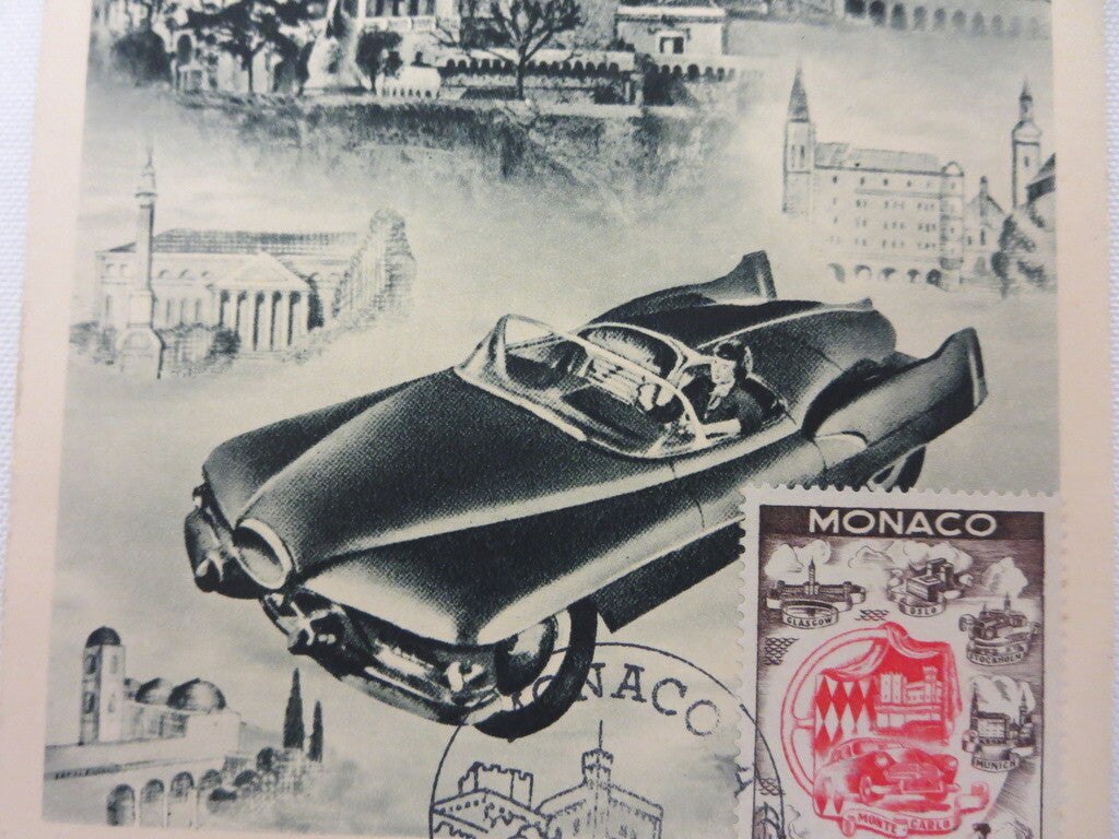 1955 Rallye XXV Monte Carlo Postcard with Stamp Monaco Post Card - Original 