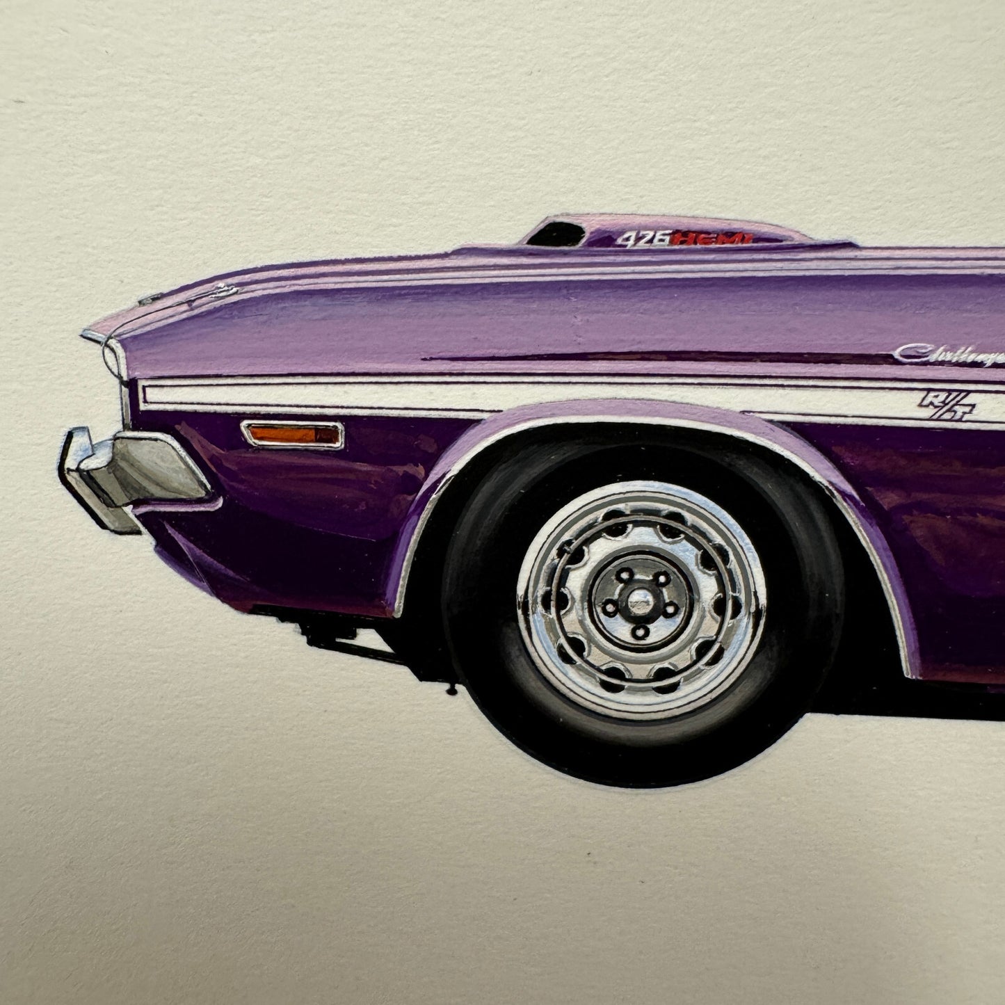 1970 Dodge Challenger Hemi Convertible Muscle Car Illustration Art Drawing