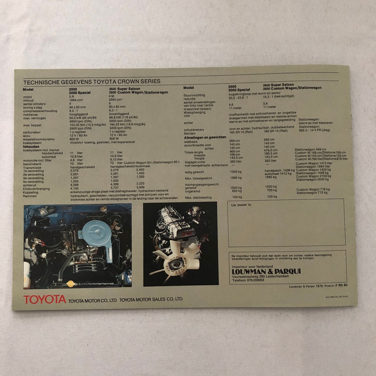 Vintage Toyota Crown Car Sales Brochure Catalog GERMAN TEXT European 2000 2600