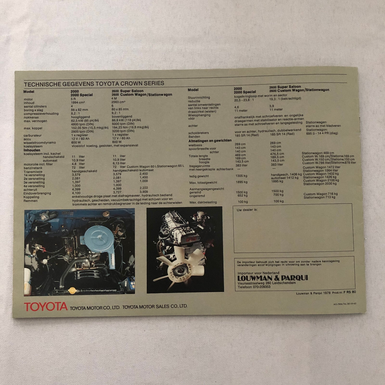 Vintage Toyota Crown Car Sales Brochure Catalog GERMAN TEXT European 2000 2600