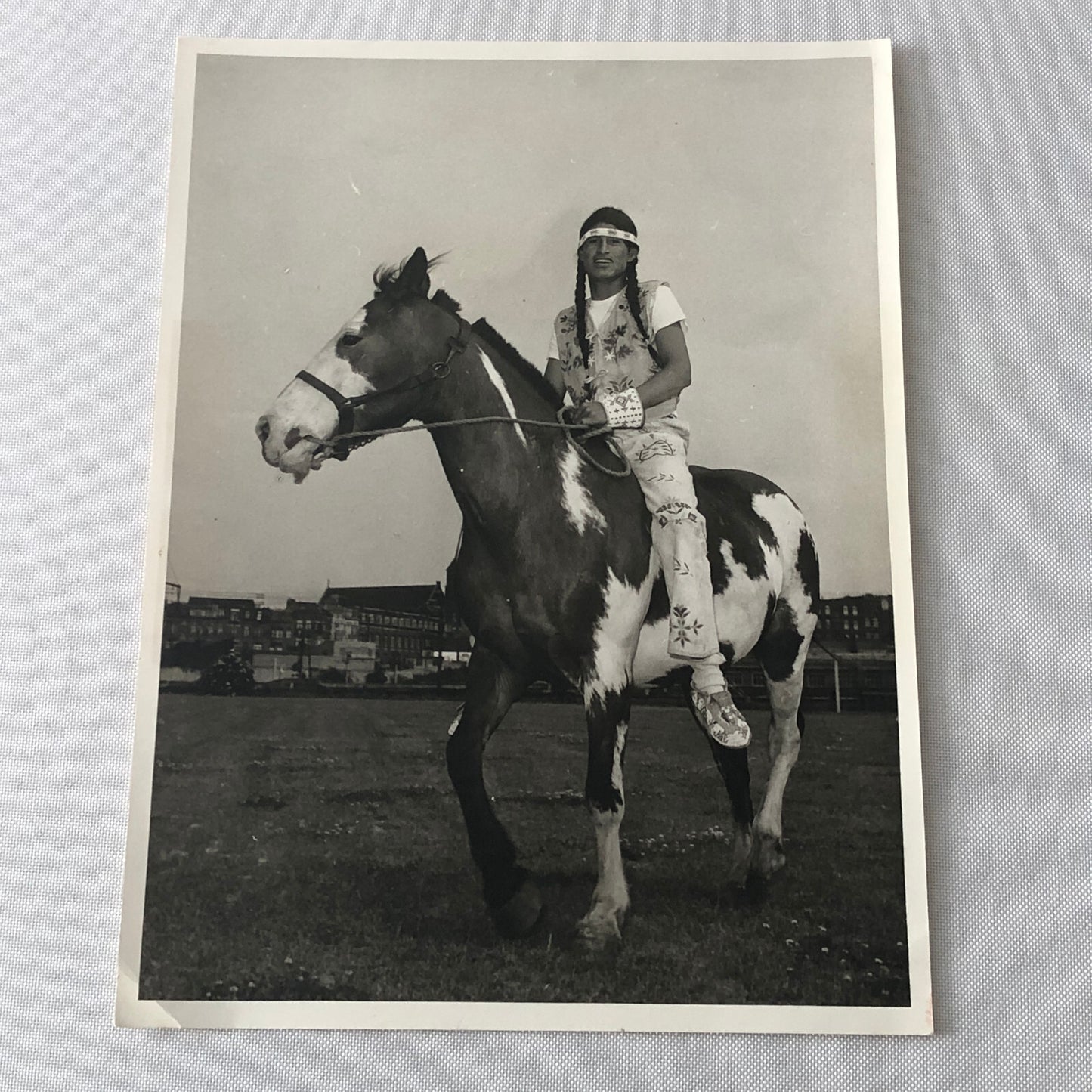 Native American Indian Aboriginal Man on Horseback Circus Photo Photograph