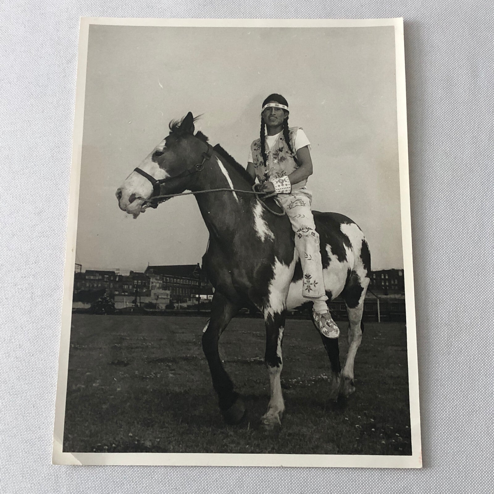 Native American Indian Aboriginal Man on Horseback Circus Photo Photograph