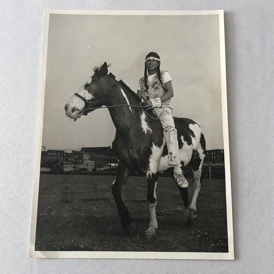 Native American Indian Aboriginal Man on Horseback Circus Photo Photograph