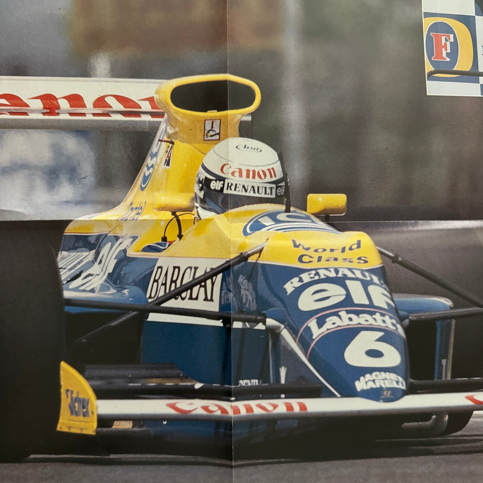 Ricardo Patrese Williams Renault FW13B F1 Formula One Car Racing Poster Champion