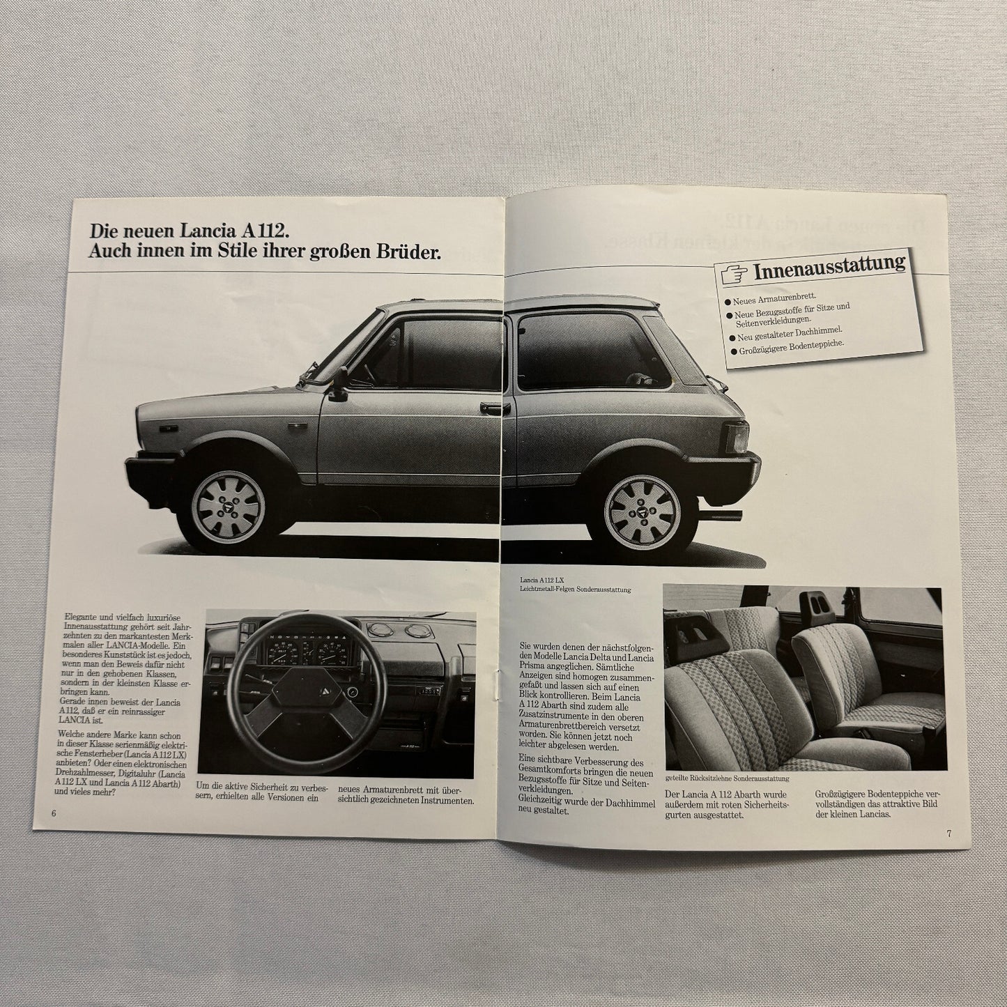 Lancia A112 LX Abarth Car Sales Brochure Catalog Lancia A 112
