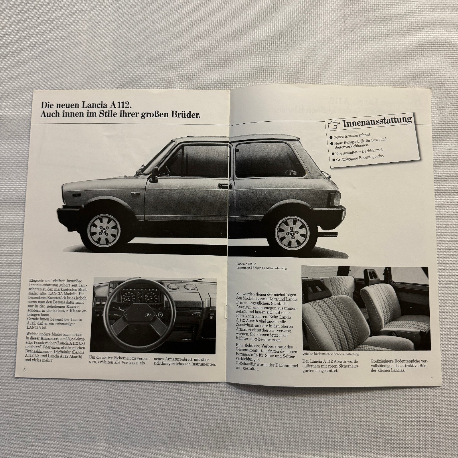 Lancia A112 LX Abarth Car Sales Brochure Catalog Lancia A 112