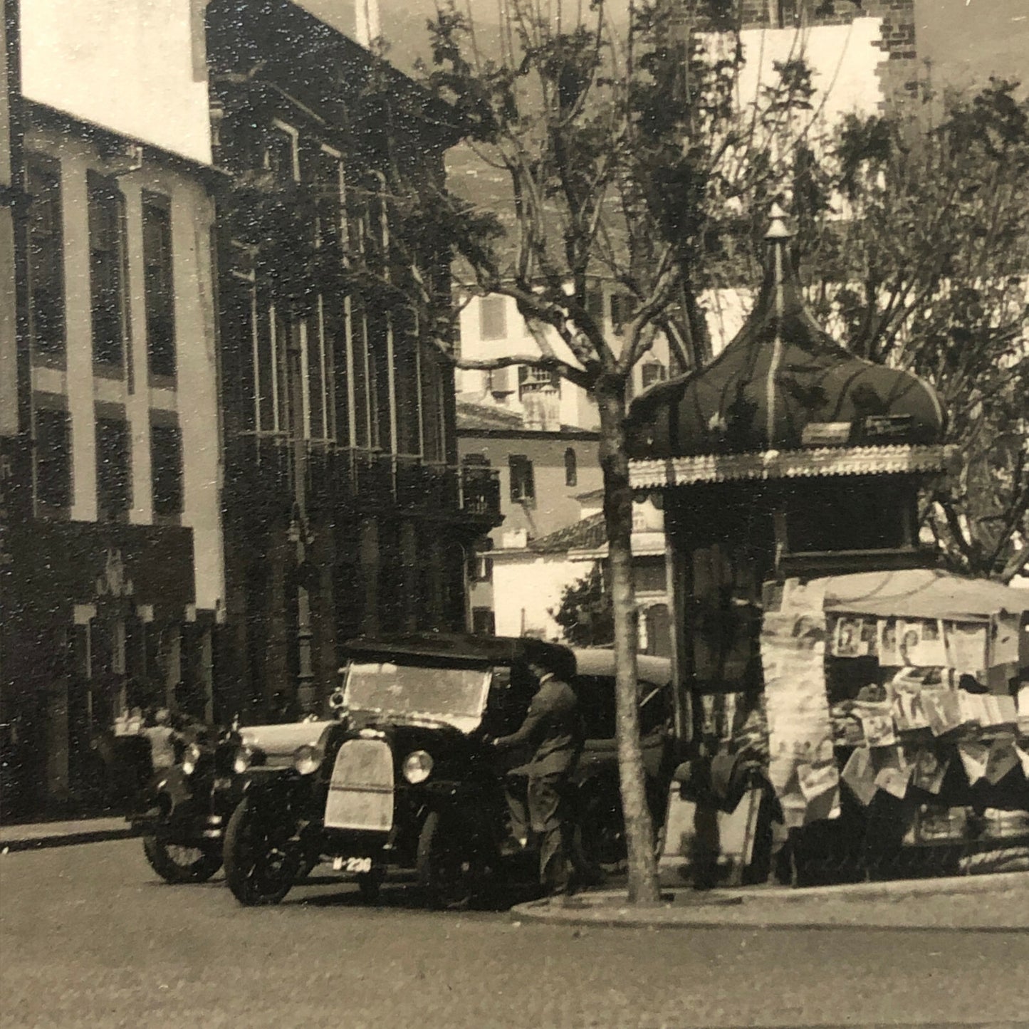 Vintage Antique Photo Photograph Cars on Street Scene Fiat ? 