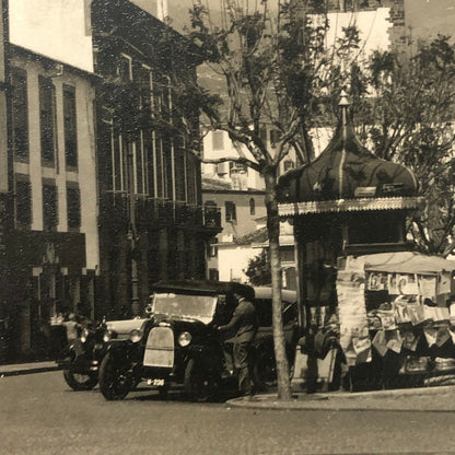 Vintage Antique Photo Photograph Cars on Street Scene Fiat ? 