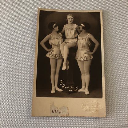 Circus Performers in Costume Real Photo Postcard Post Card RPPC Reading Sisters