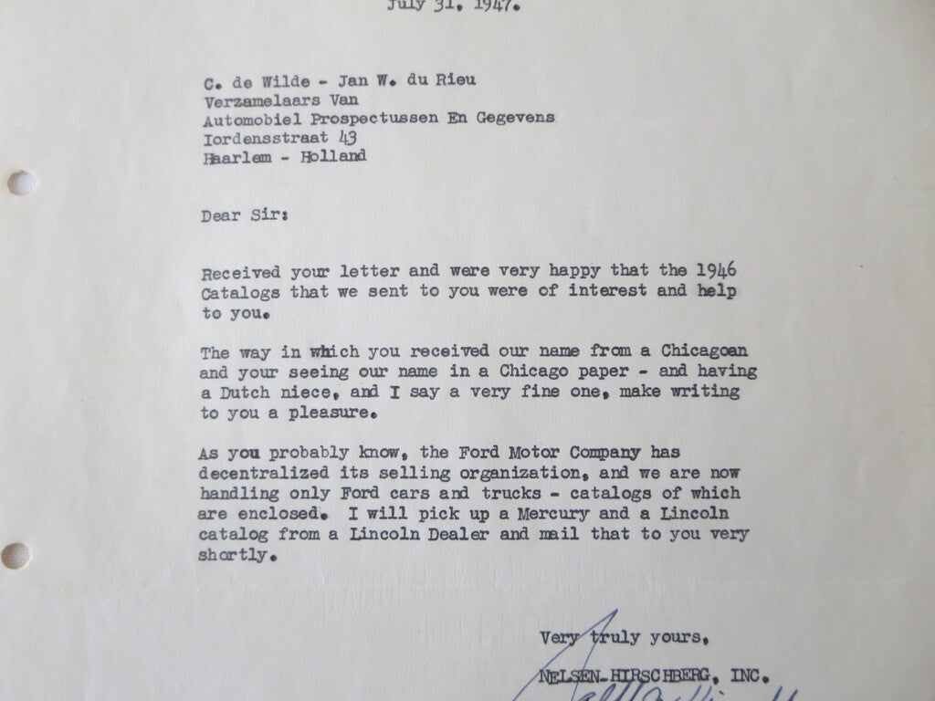 1946 - 1949 Nelsen - Hirschberg Ford Car & Truck Dealer Letter Letterhead Lot 4x