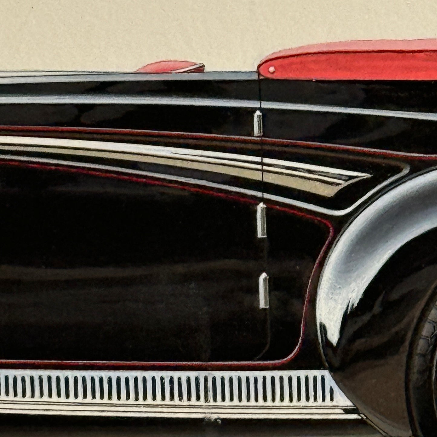 1937 Maybach Zeppelin D5 8 Sport Cabriolet by Spohn Illustration Art Hand Drawn