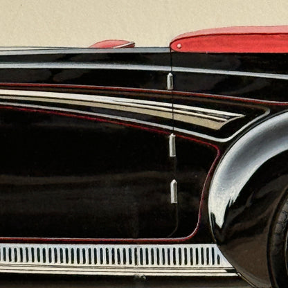 1937 Maybach Zeppelin D5 8 Sport Cabriolet by Spohn Illustration Art Hand Drawn