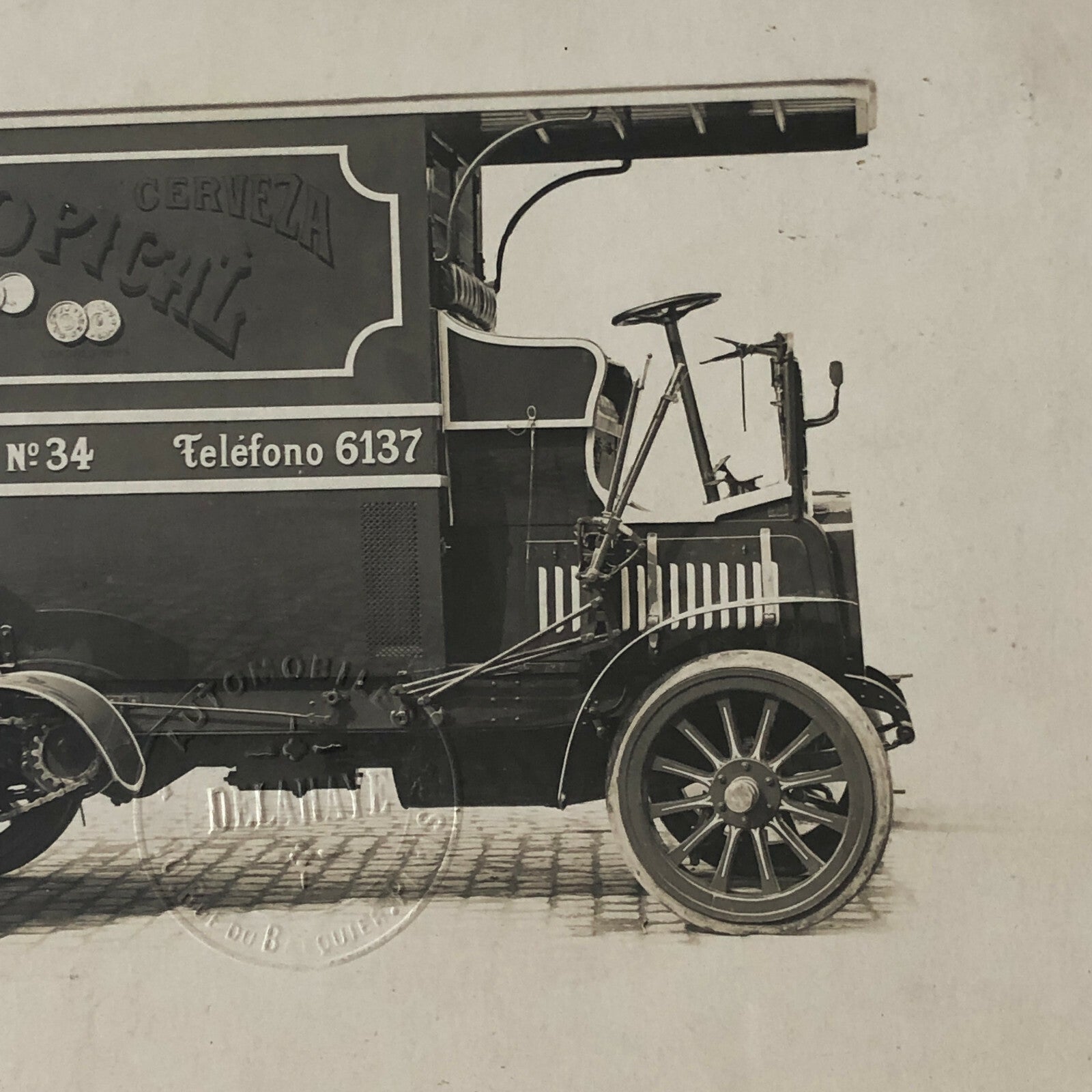 Antique Delahaye Truck Van Photo Photograph Company Embossed Cerveza Beer