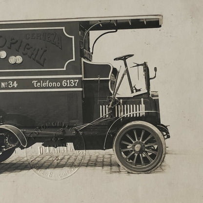 Antique Delahaye Truck Van Photo Photograph Company Embossed Cerveza Beer
