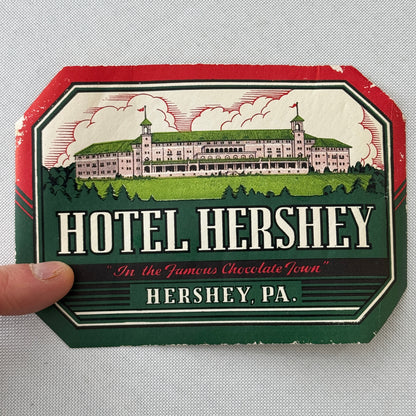 Vintage Hotel Travel Luggage Label Hotel Hershey PA Pennsylvania Chocolate