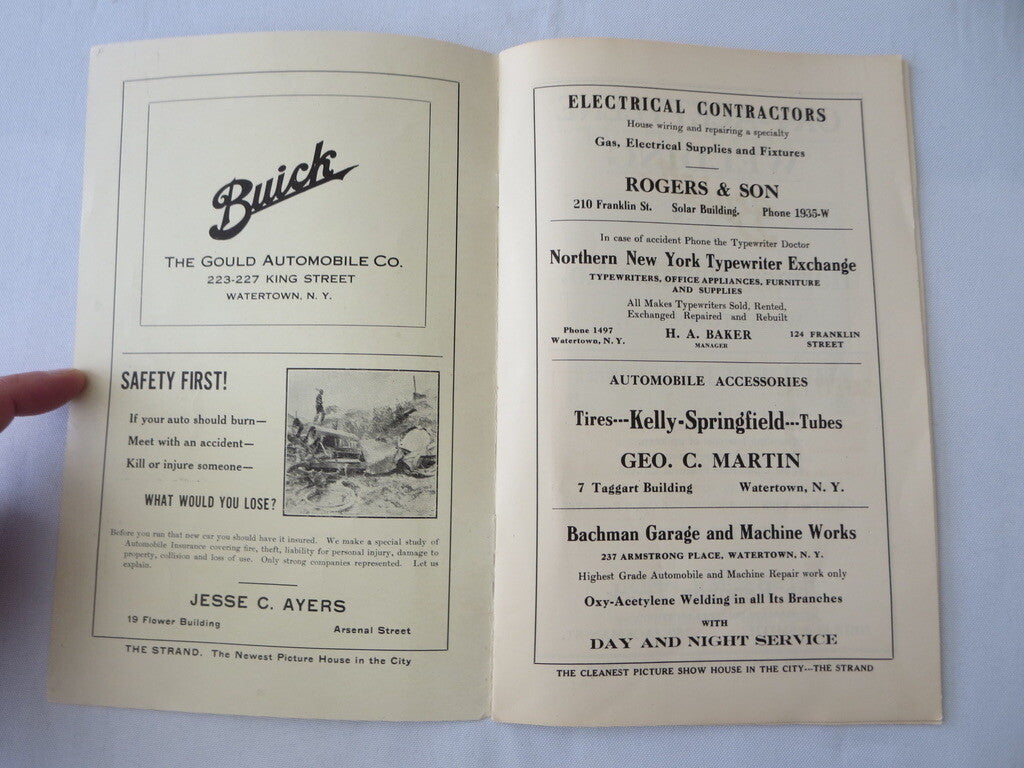 1915 Watertown New York Auto Show Program - Metz Indian Motorcycle Cadillac +